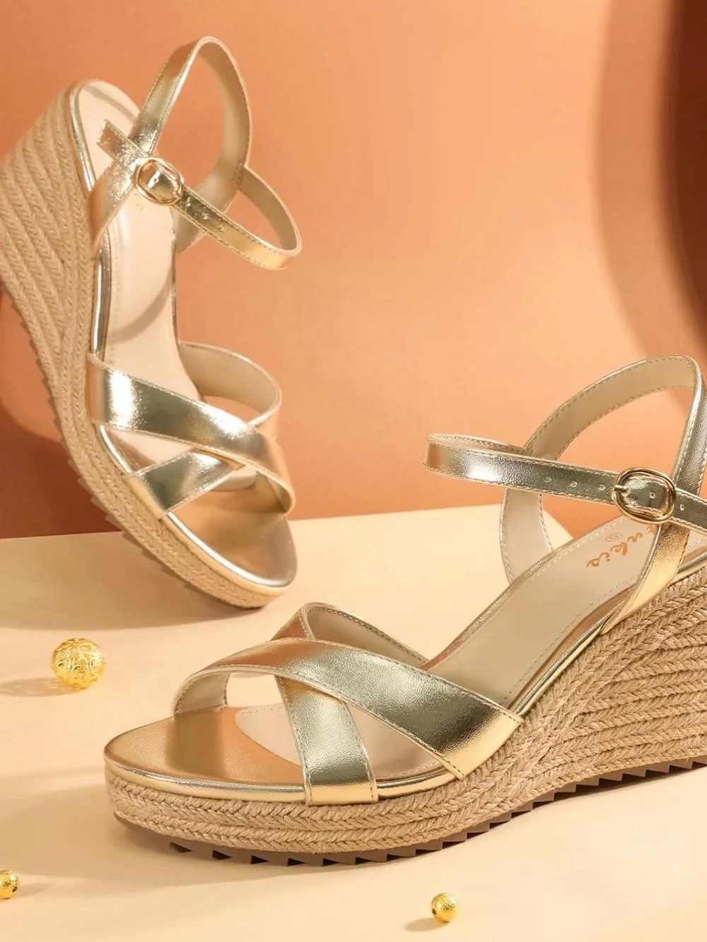 Ankis Wedge Sandals Gold Espadrille Wedge Sandals Size 11